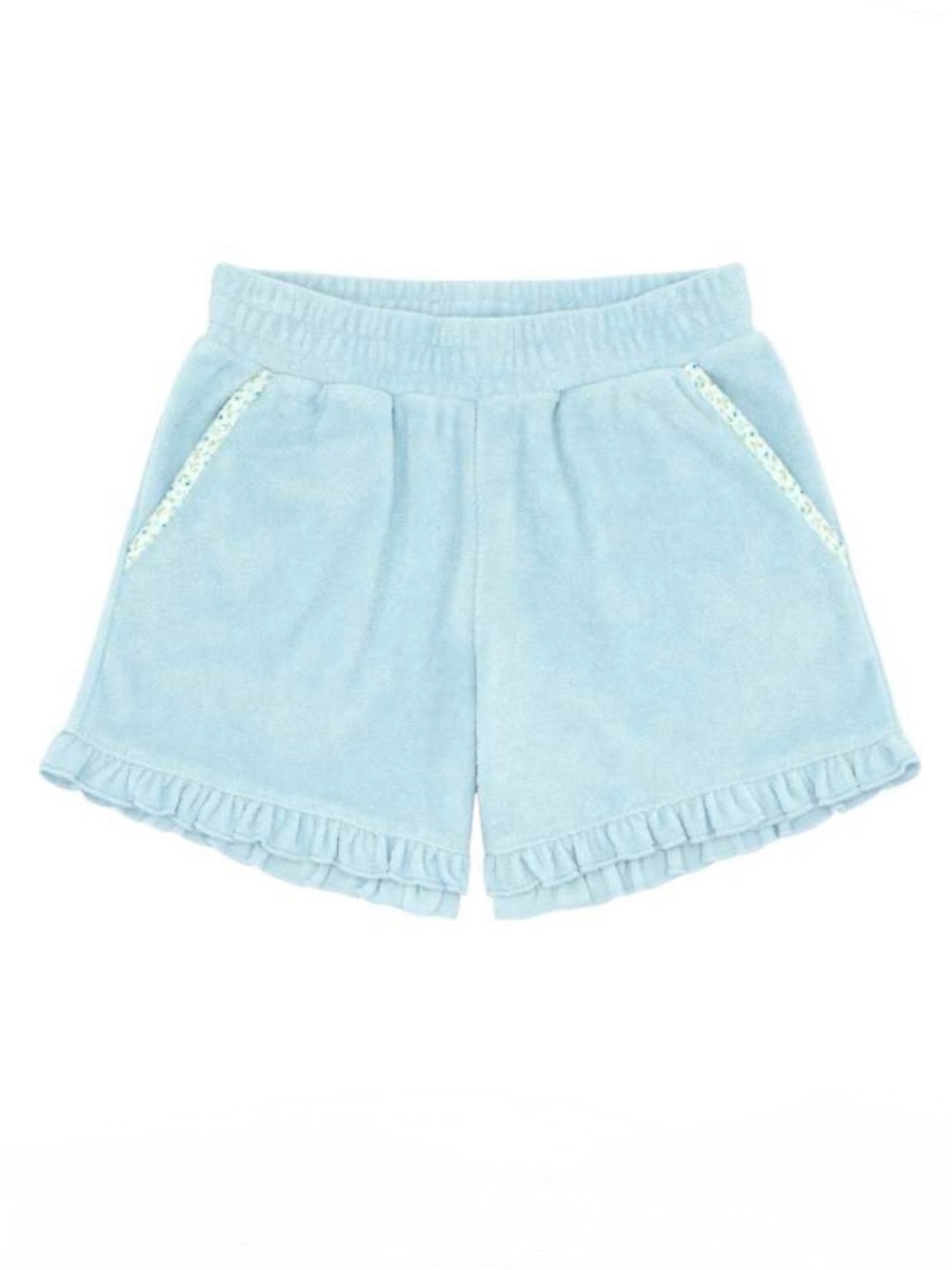 Minnow Pacific Blue Ruffle French Terry Shorts Size 7/8